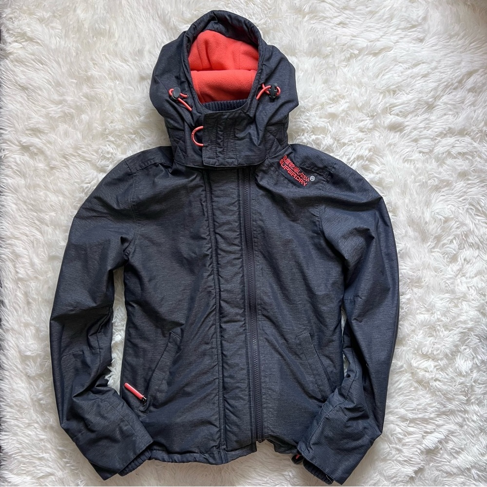 Superdry Japan Grey Winter Fleece Lined Hooded Jacket - Picture 5 of 11